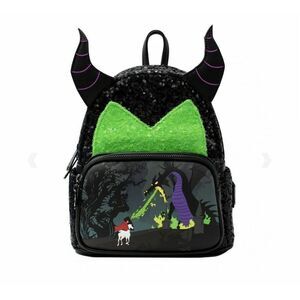 Loungefly Disney Maleficent Dragon Sequin Mini Backpack -NWT